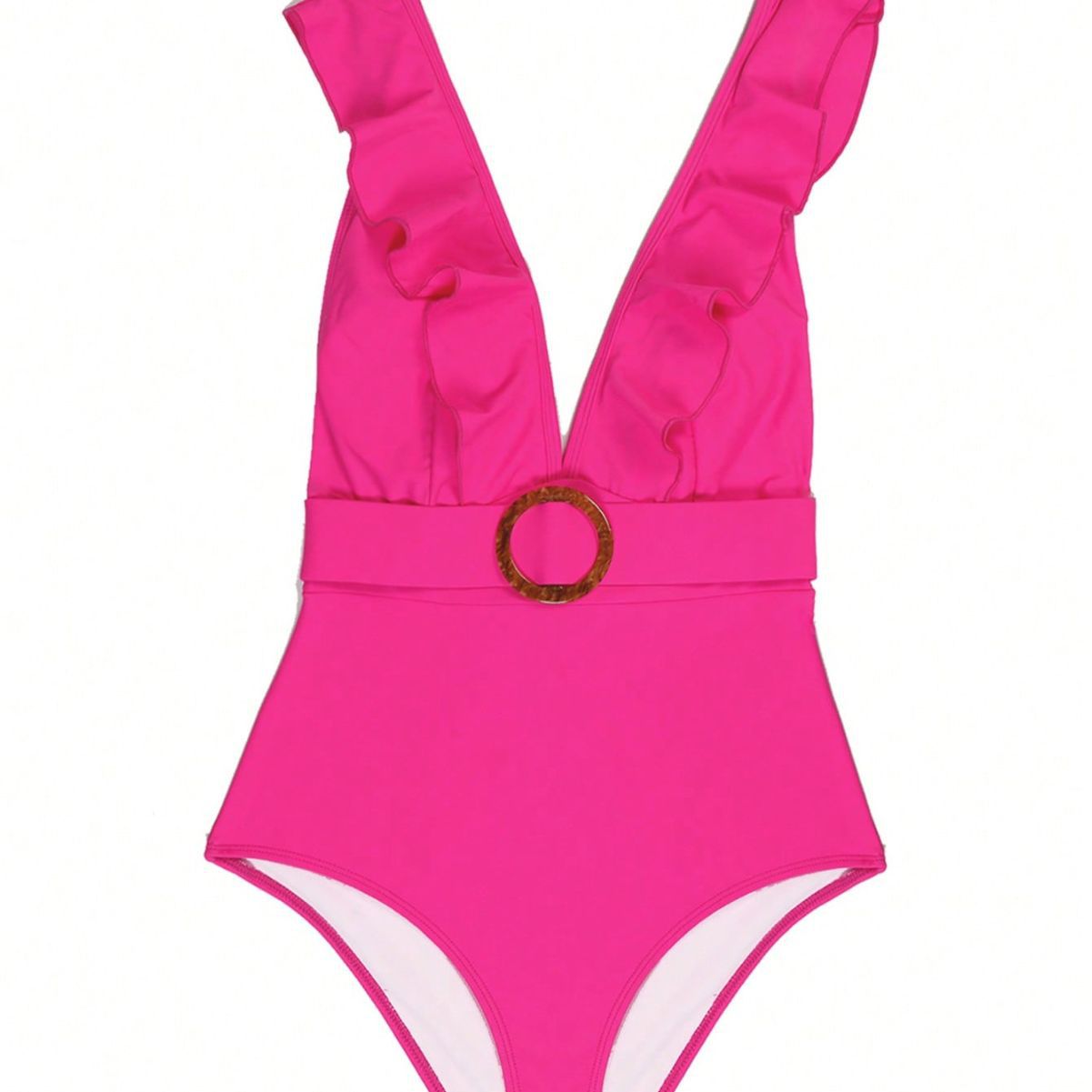 Wholesale Pink Ruffles One Piece Swimwear